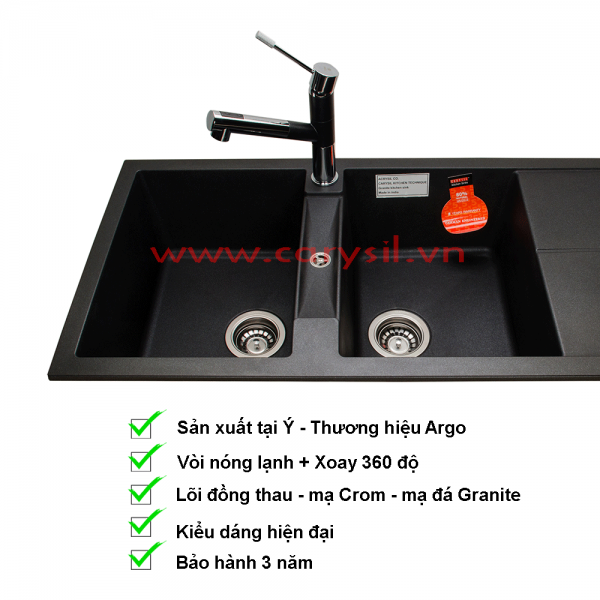 Vòi Rửa Chén Carysil G-2780 (màu muối hồng , xám tro, đen) – ảnh 8