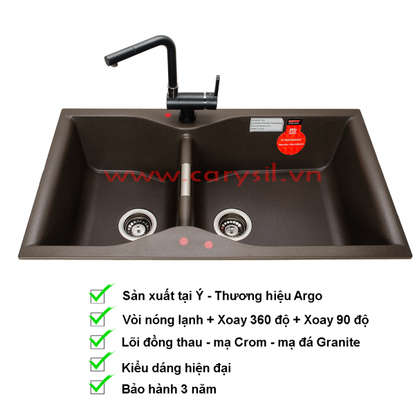 Vòi Rửa Chén Carysil G-0555P (màu xám tro, đen) – ảnh 8