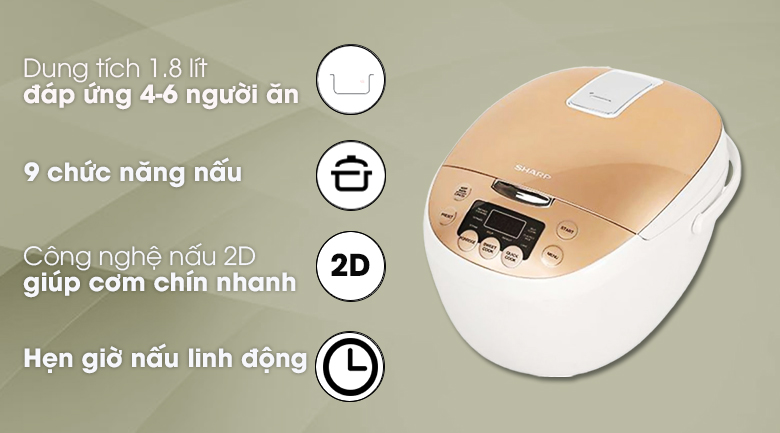 Nồi cơm điện tử Sharp KS-COM181CV-GL – ảnh 2