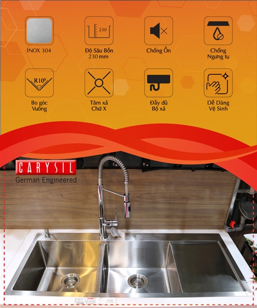 Chậu Rửa Chén Inox Carysil VN-D200 – ảnh 7