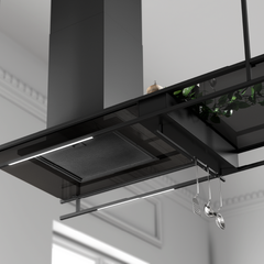 Máy hút mùi đảo Malloca INDUST K140B / Ngang 140cm, lắp áp trần, kính đen ảnh 2