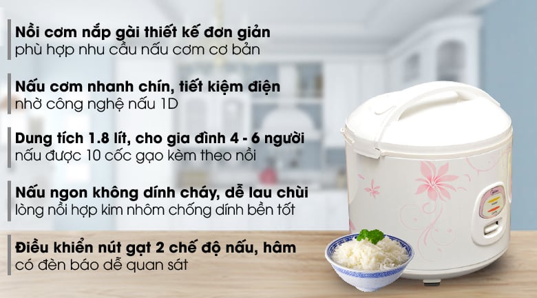 Nồi cơm điện Midea 1.8 lít MR-CM18SQ – ảnh 2