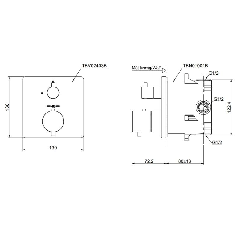 Van Điều Chỉnh Nhiệt Độ TOTO TBV02403B – ảnh 2