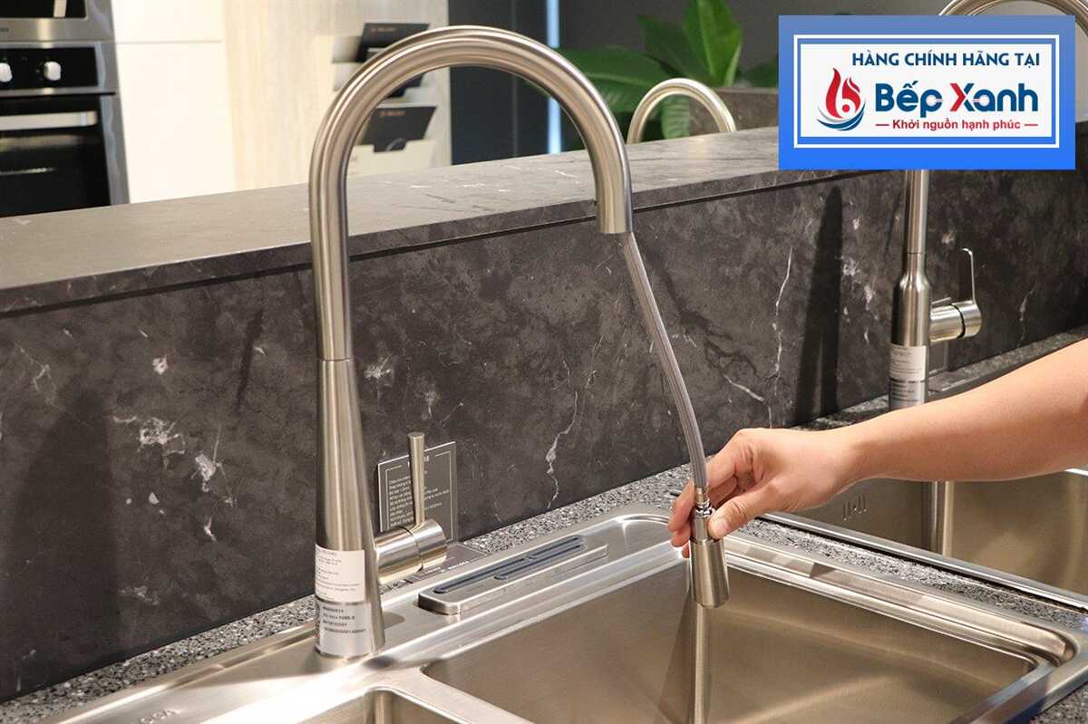 Vòi rửa chén nóng lạnh Malloca K095-S / Inox 304, có dây rút – ảnh 7