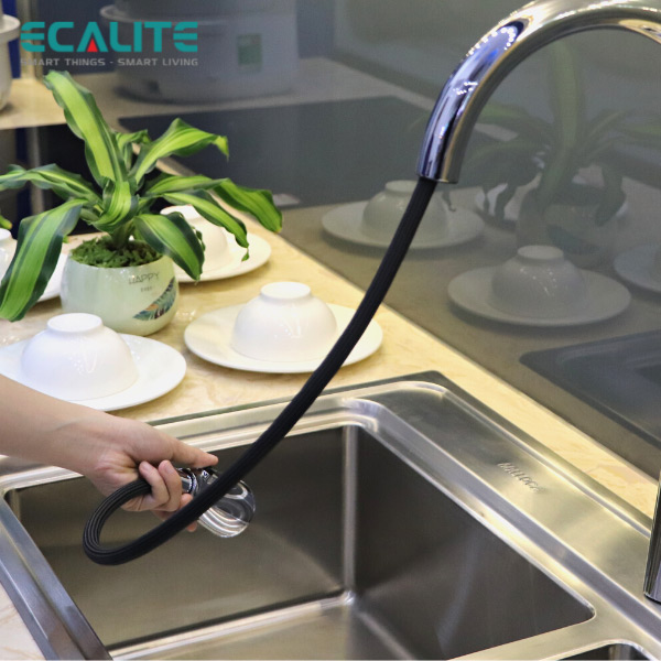 Vòi rửa chén nóng lạnh dây rút Pull-out Ecalite EF-K572C – ảnh 7