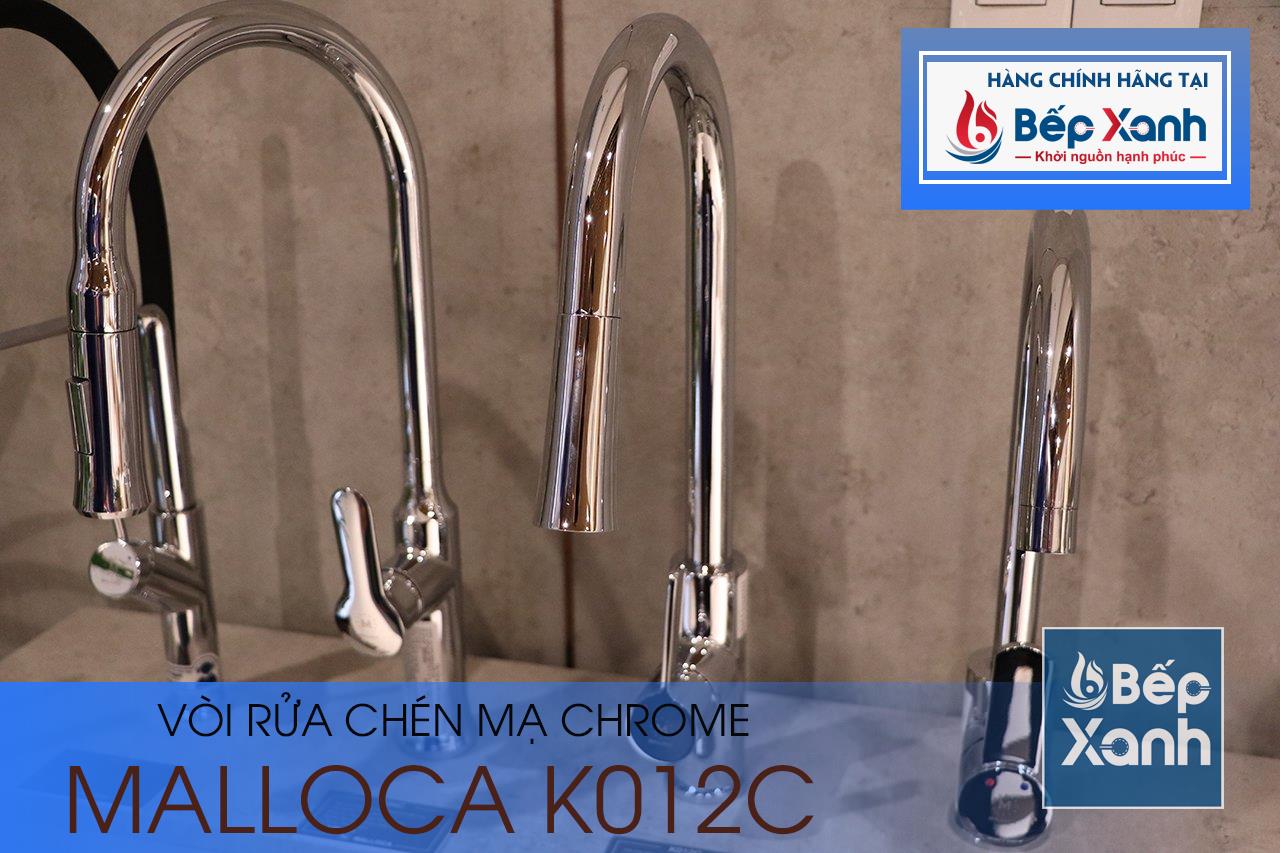 Vòi rửa chén nóng lạnh Malloca K012C / Đồng thau mạ chrome, có dây rút – ảnh 6