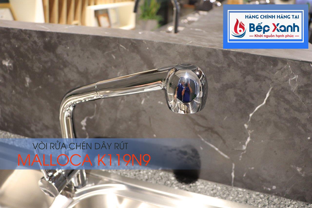Vòi rửa chén nóng lạnh Malloca K119N9 / Đồng thau mạ chrome, có dây rút – ảnh 6