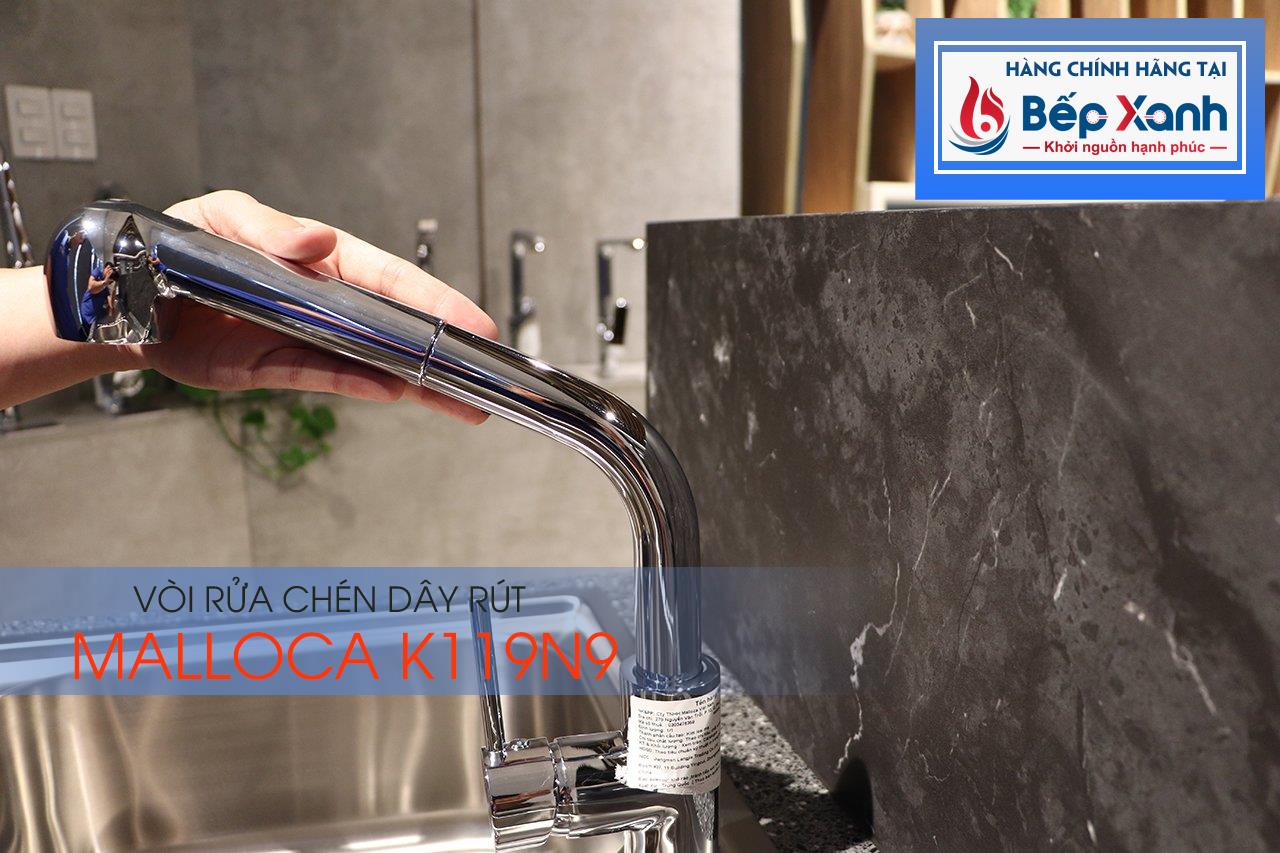 Vòi rửa chén nóng lạnh Malloca K119N9 / Đồng thau mạ chrome, có dây rút – ảnh 7