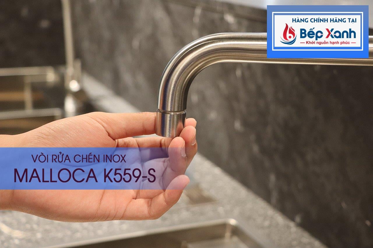 Vòi rửa chén nóng lạnh Malloca K559-S / Inox 304 - K559-S và K559-SN Vòi rửa chén nóng lạnh Malloca K559-S / Inox 304 - K559-S và K559-SN