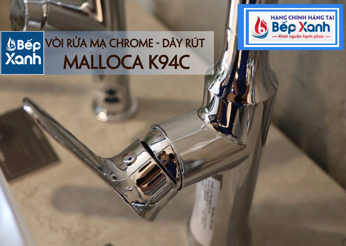 Vòi rửa chén nóng lạnh Malloca K94C / Đồng thau mạ chrome, có dây rút – ảnh 6