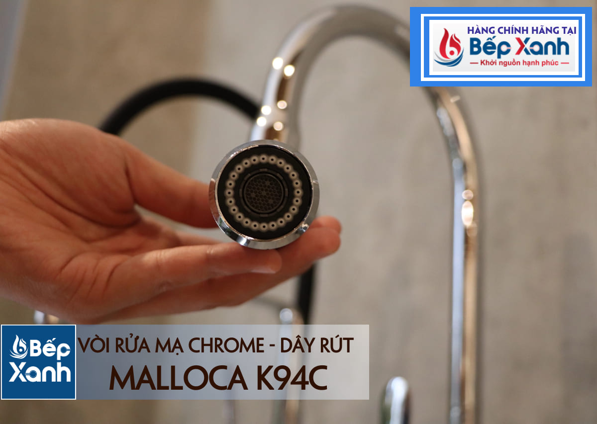Vòi rửa chén nóng lạnh Malloca K94C / Đồng thau mạ chrome, có dây rút – ảnh 7
