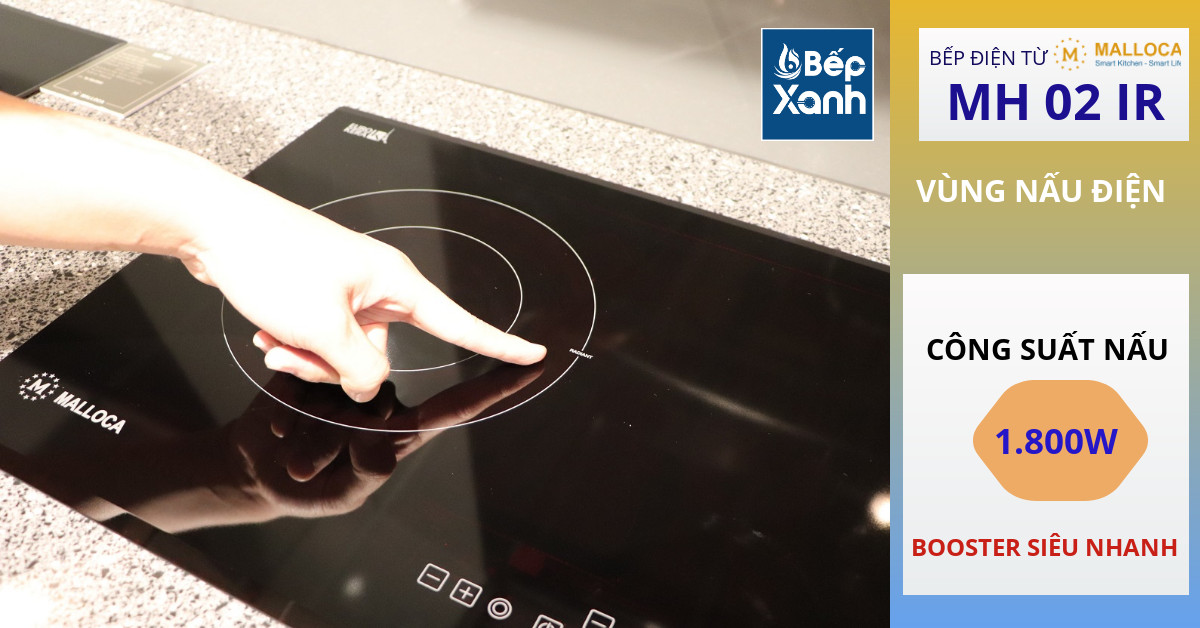 Bếp điện từ 2 vùng nấu Malloca MH 02IR / Bếp 1 điện 1 từ, Kính Eurokera – ảnh 6