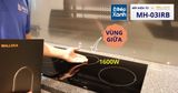 Bếp điện từ 3 vùng nấu Malloca MH-03IRB / 2 Vùng từ 1 vùng điện, kính Eurokera