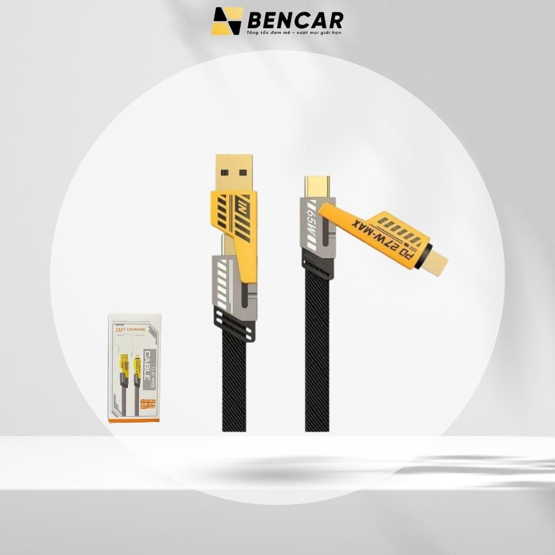  Cáp Sạc Nhanh 4 in 1 - Dây Sạc Đa Năng, Hỗ Trợ Android Auto & Apple CarPlay 