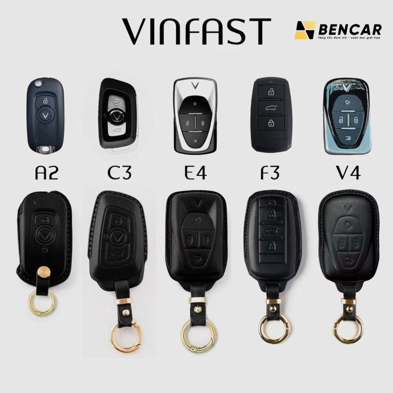  Bao Chìa Khóa Bọc chìa khóa bảo vệ khóa xe smartkey Vinfast VF3 VF5 VF7 VF8 VF9, da thật 