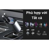  Tẩu Sạc Nhanh Ô tô 4 cổng sạc,2 cáp kéo dài tùy ý lên tới 120W cho điện thoại 