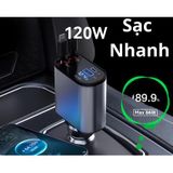  Tẩu Sạc Nhanh Ô tô 4 cổng sạc,2 cáp kéo dài tùy ý lên tới 120W cho điện thoại 