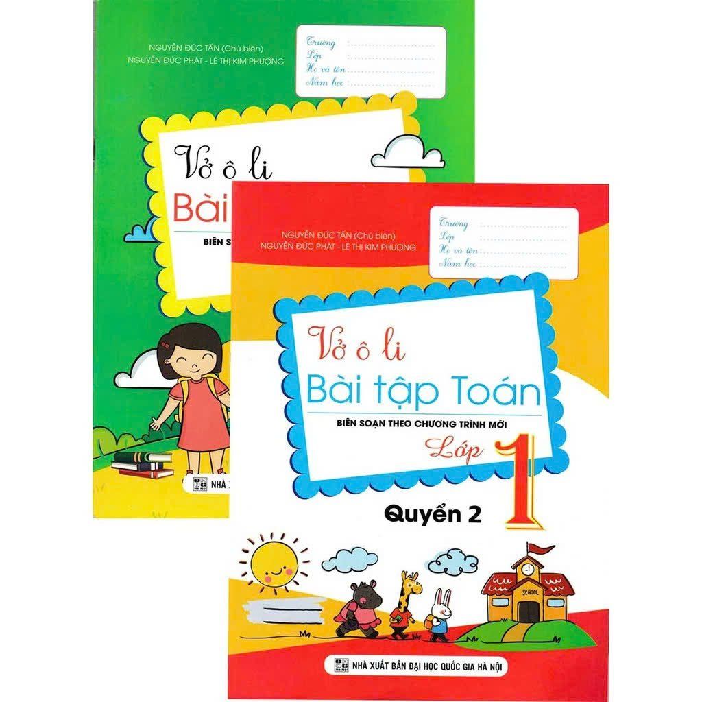  Vở Ô Li Bài Tập Toán Lớp 1 (Quyển 1+2) Biên Soạn Theo Chương Trình Mới 