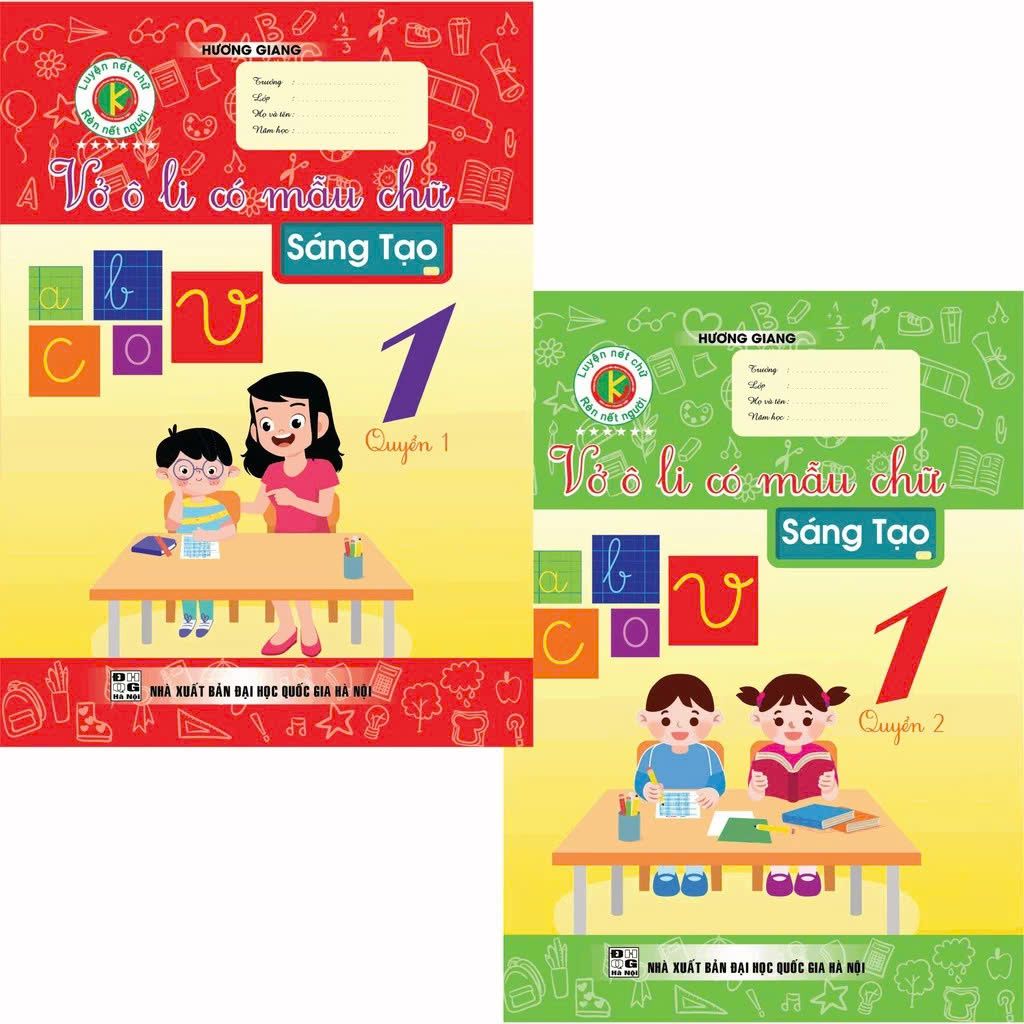  Combo Vở Ô Li Có Mẫu Chữ Sáng Tạo 1 Tập 1 + Tập 2 