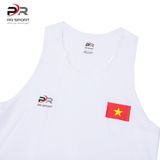 Áo chạy bộ Nam Singlet - TRẮNG TINH - Ép nhiệt | Áo chạy bộ PR SPORT 