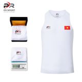  Áo chạy bộ Nam Singlet - TRẮNG TINH - Ép nhiệt | Áo chạy bộ PR SPORT 