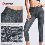  Quần Lửng Legging Nữ RunTiger 4686 Nâng Mông - Màu Xám Đen 