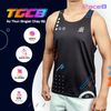  Áo Thun Singlet Chạy Bộ Nam TGCB 100% Polyester, Siêu Nhẹ, Thoáng Mát - Đen Họa Tiết 