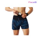  Quần Short Thể Thao Chạy Bộ Nam Đa Năng MOTIVE MEN SHORT BELT - Màu Đen/Xanh họa tiết 