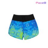  Quần Short Thể Thao Chạy Bộ Nữ Đa Năng MOTIVE WOMAN SHORT BELT - Màu Xanh/ Vàng hoạ tiết 