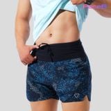  Quần Short Thể Thao Chạy Bộ Nam Đa Năng MOTIVE MEN SHORT BELT - Màu Đen/Xanh họa tiết 