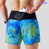  Quần Short Thể Thao Chạy Bộ Nam Đa Năng MOTIVE MEN SHORT BELT - Màu Xanh/ Vàng hoạ tiết 