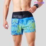  Quần Short Thể Thao Chạy Bộ Nam Đa Năng MOTIVE MEN SHORT BELT - Màu Xanh/ Vàng hoạ tiết 