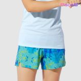  Quần Short Thể Thao Chạy Bộ Nữ Đa Năng MOTIVE WOMAN SHORT BELT - Màu Xanh/ Vàng hoạ tiết 