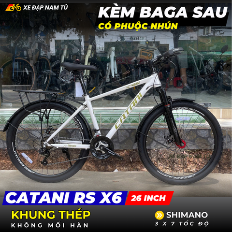  XE ĐẠP MTB CATANI RS X6 CÓ BAGA SAU VÀ PHUỘC NHÚN 