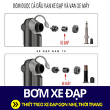  BƠM XE ĐẠP TREO SƯỜN BẰNG NHÔM, CÓ ĐỒNG HỒ, GỌN NHẸ, THỜI TRANG 