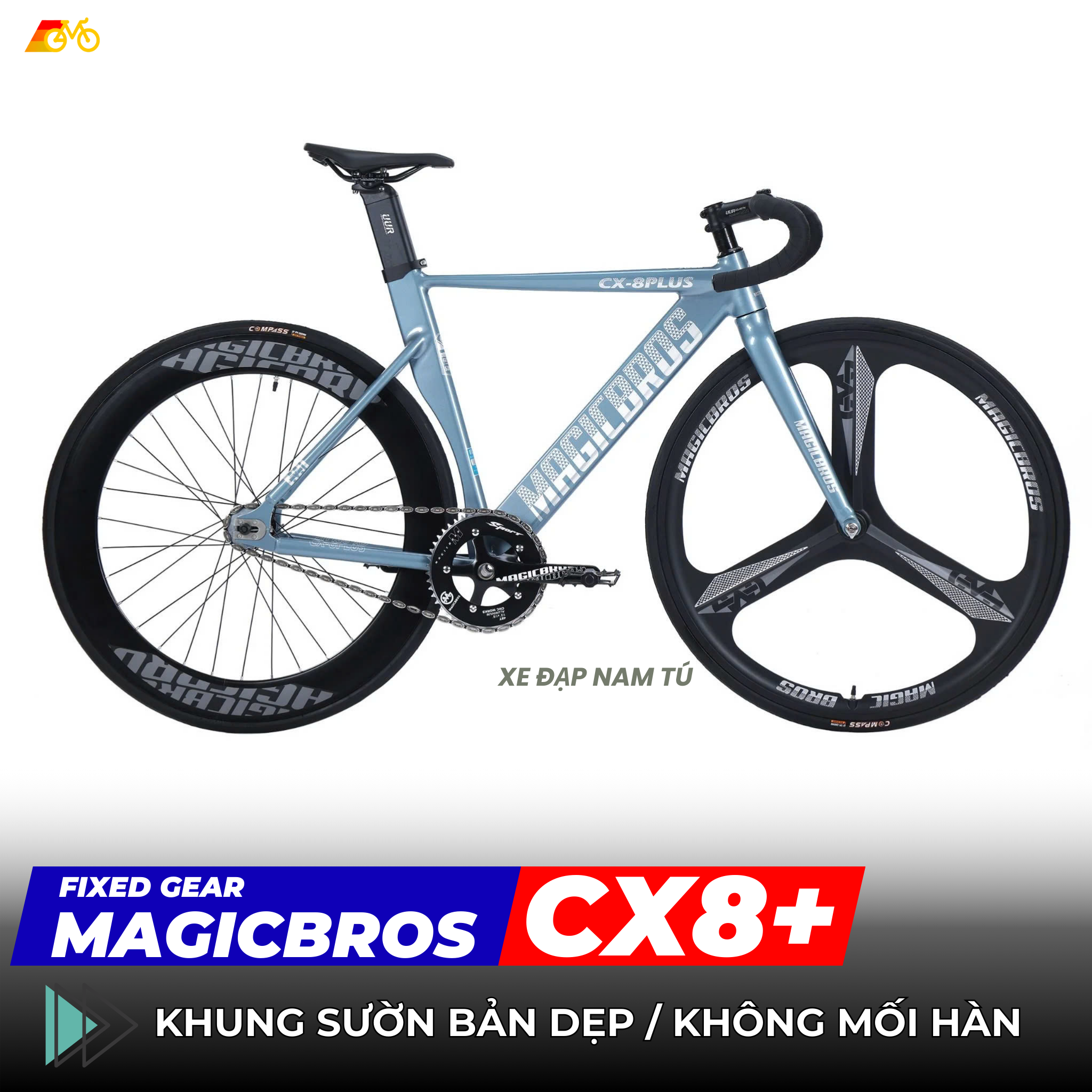 Xe đạp Fixgear MagicBros CX8 Plus - Mâm 3 đao trước – Xe Đạp Nam Tú