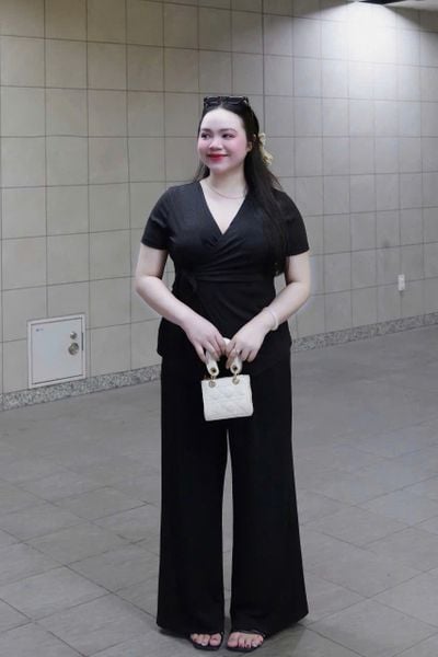  Áo thắt eo Bigsize - Quần suông ống rộng Bigsize. 