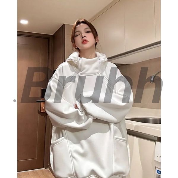 Bruhh 009 - Hoodie cổ cao dây kéo đối xứng 