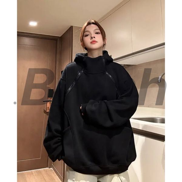  Bruhh 009 - Hoodie cổ cao dây kéo đối xứng 