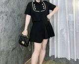  Sét áo Tiểu Thư - Phối chân váy vạt chéo xếp ly - Sang chảnh 