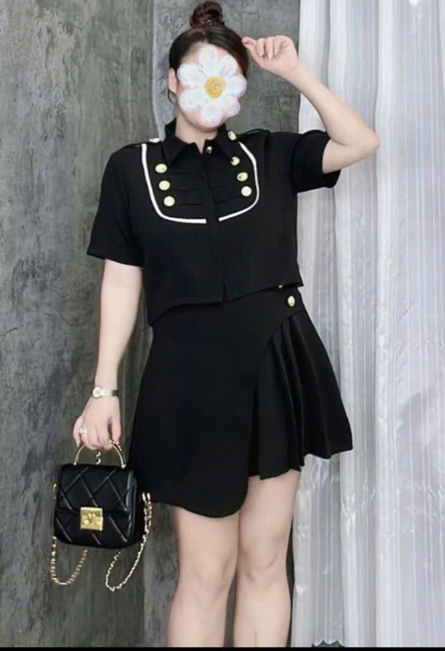  Sét áo Tiểu Thư - Phối chân váy vạt chéo xếp ly - Sang chảnh 