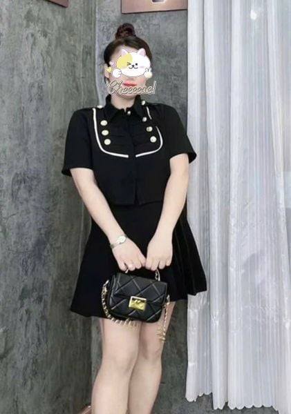  Sét áo Tiểu Thư - Phối chân váy vạt chéo xếp ly - Sang chảnh 