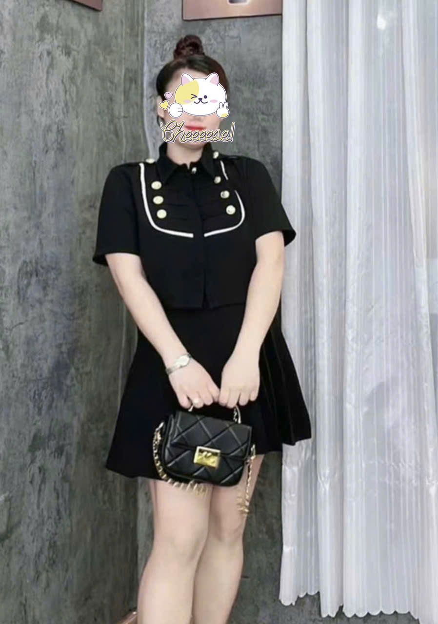  Sét áo Tiểu Thư - Phối chân váy vạt chéo xếp ly - Sang chảnh 