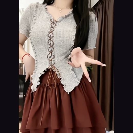  Chân váy nâu Retro 