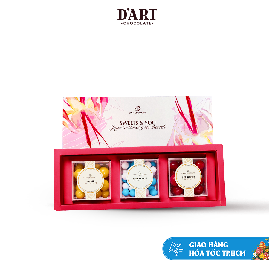  Hộp Quà Tặng "Sweets & You" 3 Hộp Socola Hạt Phủ - D'art Chocolate 