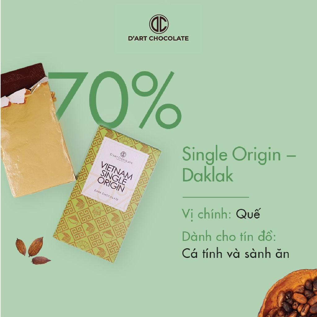  Thanh Socola Việt Nam Single Origin 70% - Dark Chocolate 
