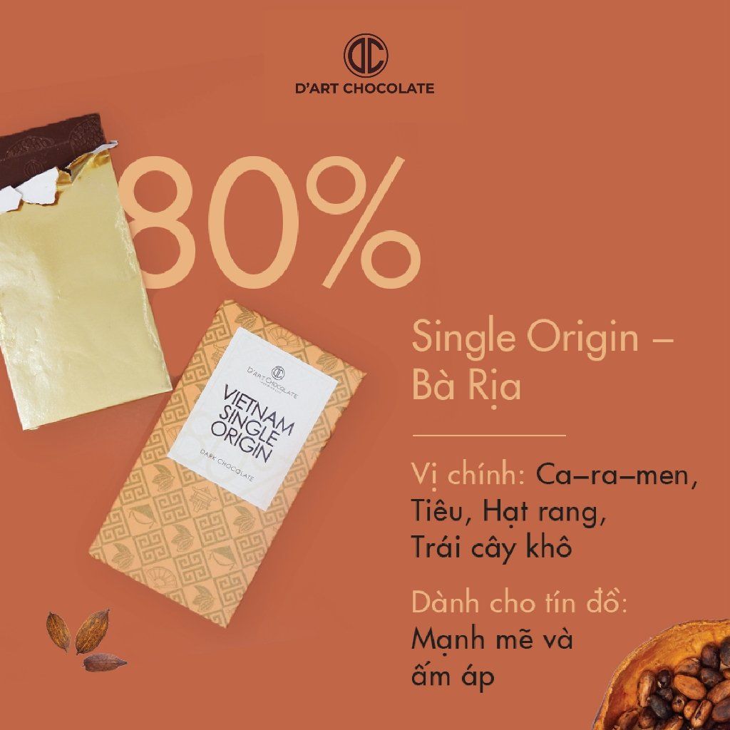  Thanh Socola Việt Nam Single Origin 80% - Dark Chocolate 