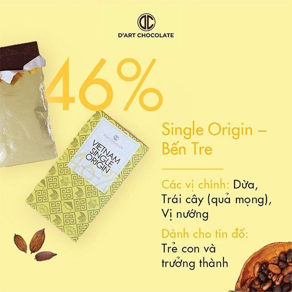  Thanh Socola Việt Nam Single Origin 46% - Milk Chocolate 