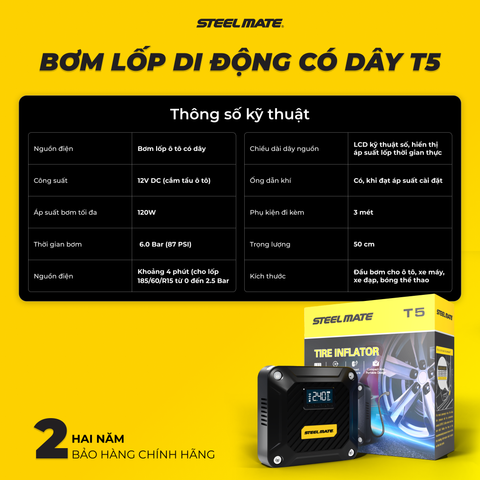 Bơm lốp di động có dây T5