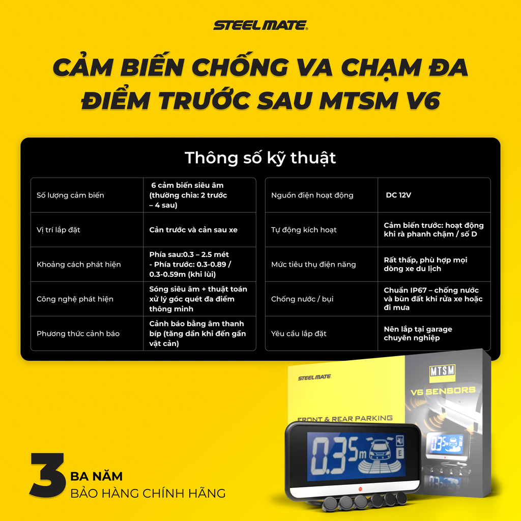 Cảm biến chống va chạm đa điểm trước sau MTSM V6